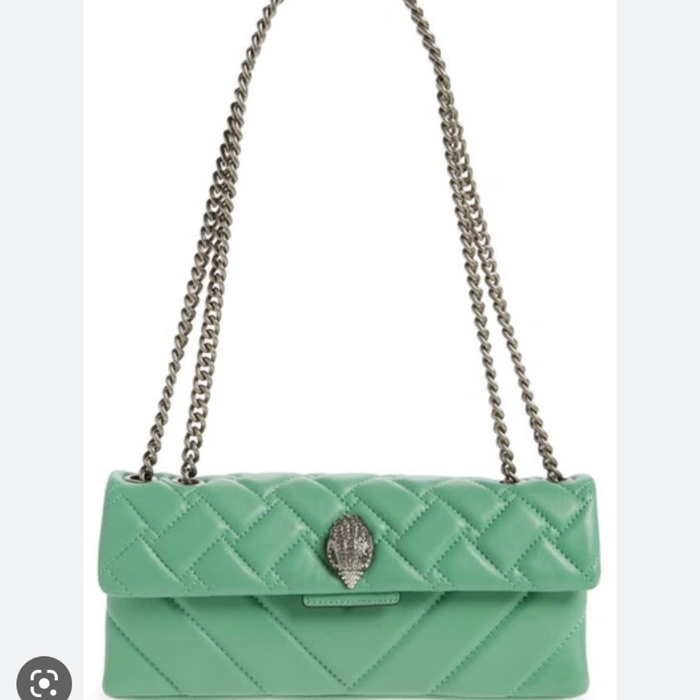 Kurt Geiger Kensington Quilted Leather Shoulder Bag Light/Pastel Green NWT $325